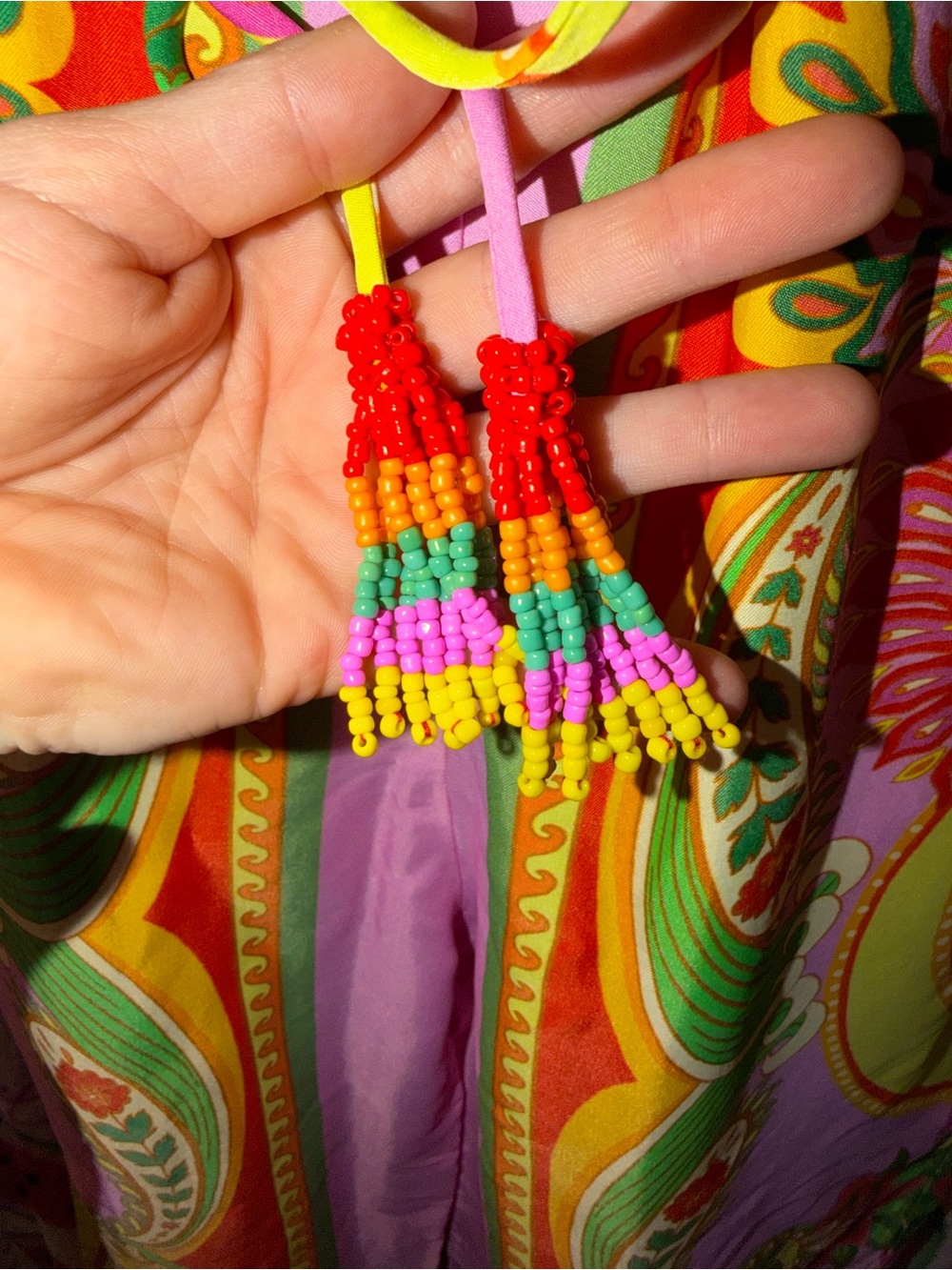 ❤️🩷 NWT FARM Rio Wide-Leg Pants with Beaded Tassels - Picture 3 of 9